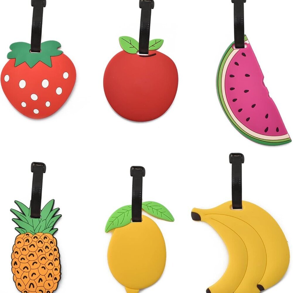 Fruit Luggage Tags 6 Pack Cute Colorful Silicone Luggage Tag for Suitcases Trave